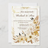 Elegant Gold Floral Golden Wedding Invitation Kaart (Achterkant)