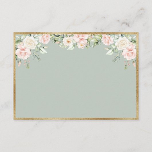 Elegant Gold Floral Green Script Weddenschap RSVP (Achterkant)