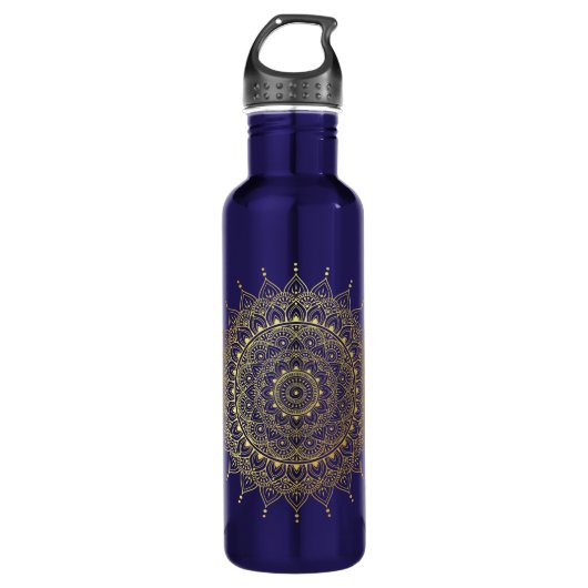 Elegant Gold Floral Henna Mandala Waterfles (Voorkant)