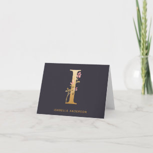 Elegant Gold Floral I Monogram Grafisch Gepersonal Notitiekaartje