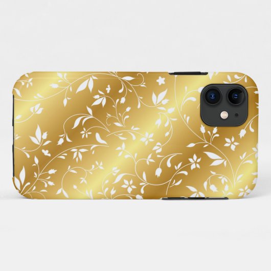 Elegant Gold Floral iPhone Case (Achterkant (horizontaal))