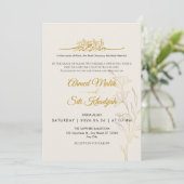 Elegant Gold Floral Islamic Wedding Nikah Kaart (Staand voorkant)