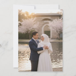 Elegant Gold Floral Islamic Wedding Nikah & Photo Kaart