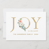 Elegant Gold Floral Joy Kerstmis Feestdagenkaart (Voorkant)