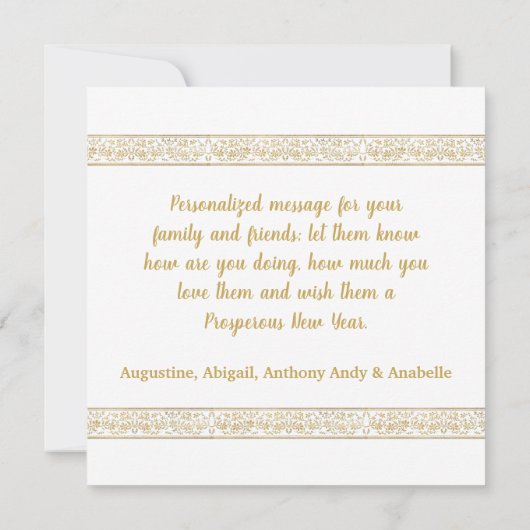 Elegant  Gold Floral Kaart met kerstfoto's (Achterkant)