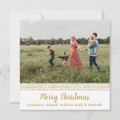 Elegant  Gold Floral Kaart met kerstfoto's (Voorkant)
