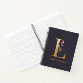 Elegant Gold Floral L Monogram afbeelding op maat Notitieboek (Binnen)