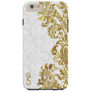 Elegant Gold Floral Lace White Dammaskers Tough iPhone 6 Plus Hoesje