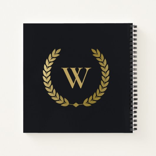 ELEGANT GOLD FLORAL LAUREL WREATH INITIAAL MONOGRA NOTITIEBOEK (Achterkant)