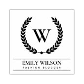 ELEGANT GOLD FLORAL LAUREL WREATH INITIAAL MONOGRA RUBBERSTEMPEL (Afrduk)