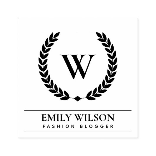 ELEGANT GOLD FLORAL LAUREL WREATH INITIAAL MONOGRA RUBBERSTEMPEL (Afrduk)