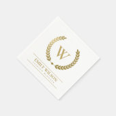 ELEGANT GOLD FLORAL LAUREL WREATH INITIAAL MONOGRA SERVET (Hoek)