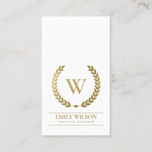 ELEGANT GOLD FLORAL LAUREL WREATH INITIAAL MONOGRA VISITEKAARTJE
