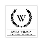 ELEGANT GOLD FLORAL LAUREL WREATH INITIAAL MONOGRA  ZELFINKTENDE STEMPEL (Design)