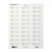 ELEGANT GOLD FLORAL LAUREL WREATH MONOGRAM ADRES ETIKET (Full Sheet)