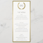 ELEGANT GOLD FLORAL LAUREL WREATH MONOGRAM MENU (Voorkant)