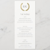 ELEGANT GOLD FLORAL LAUREL WREATH MONOGRAM MENU (Voorkant)
