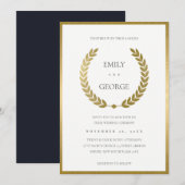 ELEGANT GOLD FLORAL LAUREL WREATH WEDDING INVITE BEDANKKAART (Voorkant / Achterkant)