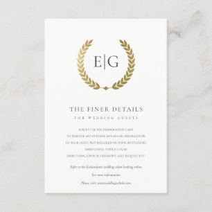 ELEGANT GOLD FLORAL LAUREL WREATWEDWEDDETAIL INFORMATIEKAARTJE