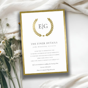 ELEGANT GOLD FLORAL LAUREL WREATWEDWEDDETAIL INFORMATIEKAARTJE