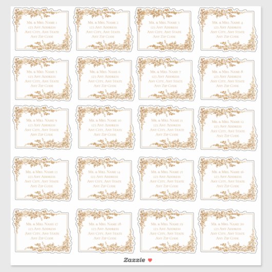 Elegant Gold Floral Leaf Address Labels (Vel)