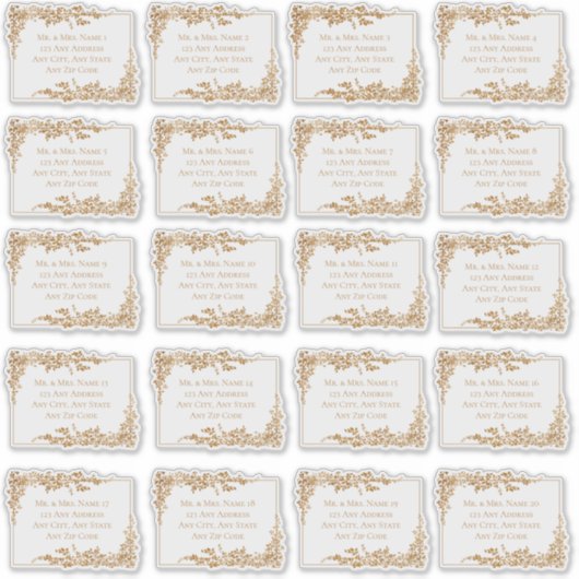Elegant Gold Floral Leaf Address Labels (Voorkant)