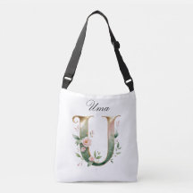 Elegant Gold Floral Letter U Crossbody Bag