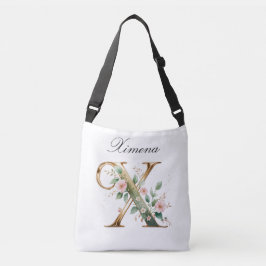 Elegant Gold Floral Letter X Crossbody Bag Tas