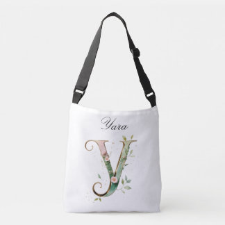 Elegant Gold Floral Letter Y Crossbody Bag Tas
