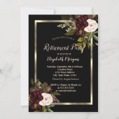 Elegant Gold Floral Lijst Burgundy Rozen Black Kaart (Voorkant)