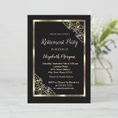 Elegant Gold Floral Lijst Retirement Kaart (Staand voorkant)