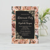 Elegant Gold Floral Lijst Rozen Pensioenuitkering Kaart (Staand voorkant)