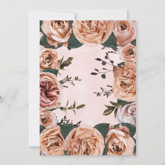 Elegant Gold Floral Lijst Rozen Pensioenuitkering Kaart (Achterkant)