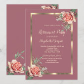 Elegant Gold Floral Lijst Rozen Pensioenuitkering Kaart (Voorkant / Achterkant)