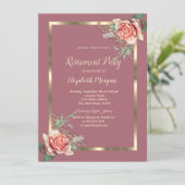 Elegant Gold Floral Lijst Rozen Pensioenuitkering Kaart (Staand voorkant)