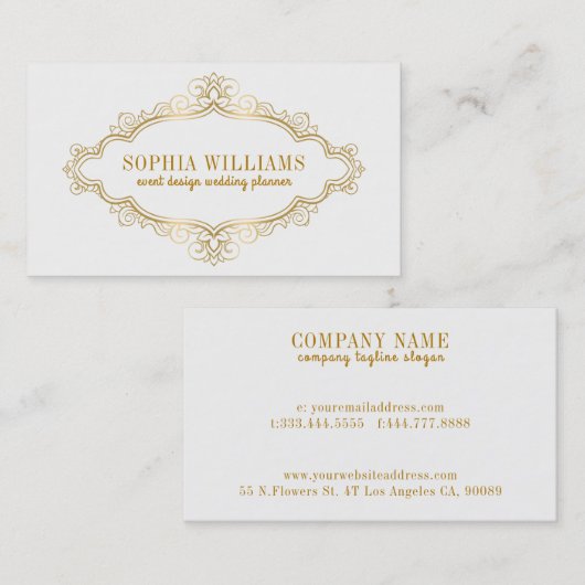 Elegant Gold  Floral Lijst Visitekaartje (Voorkant / Achterkant)