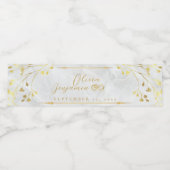 Elegant Gold Floral Lijst Weddenschap Water Fles W Waterfles Etiket (Enkel label)