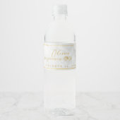 Elegant Gold Floral Lijst Weddenschap Water Fles W Waterfles Etiket (Voorkant)