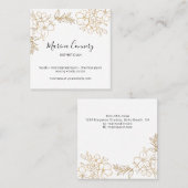 Elegant Gold Floral Line Tekening Esthetician Vierkante Visitekaartje (Voorkant / Achterkant)