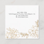 Elegant Gold Floral Line Tekening Esthetician Vierkante Visitekaartje (Achterkant)