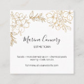 Elegant Gold Floral Line Tekening Esthetician Vierkante Visitekaartje (Voorkant)