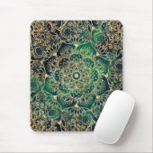 Elegant Gold Floral Mandala Green Blue Design Muismat (Met muis)