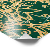 Elegant Gold Floral Mandala Green Design Foto Afdruk (Hoek)