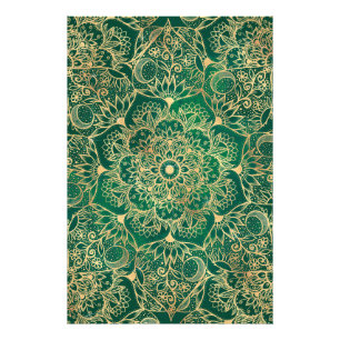 Elegant Gold Floral Mandala Green Design Foto Afdruk