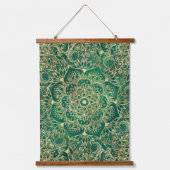 Elegant Gold Floral Mandala Green Design Hangend Wandkleed (Voorkant)