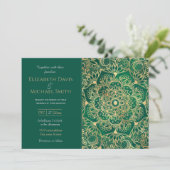Elegant Gold Floral Mandala Green Design Kaart (Staand voorkant)
