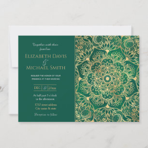 Elegant Gold Floral Mandala Green Design Kaart