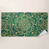 Elegant Gold Floral Mandala Green Design Strandlaken (Voorkant)