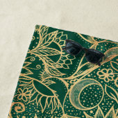 Elegant Gold Floral Mandala Green Design Strandlaken (In situ)