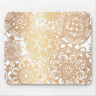 Elegant Gold Floral Mandala Pattern Muismat